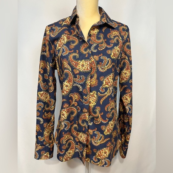 Lands’ End Multicolor Long Sleeve Button Down Blouse - Picture 1 of 6